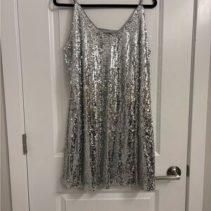 Allegra K Silver Sequin dress